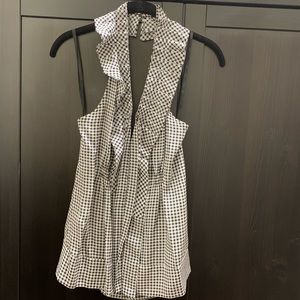 BCBGMaxAzria Silk Gingham Ruffle Halter - XS